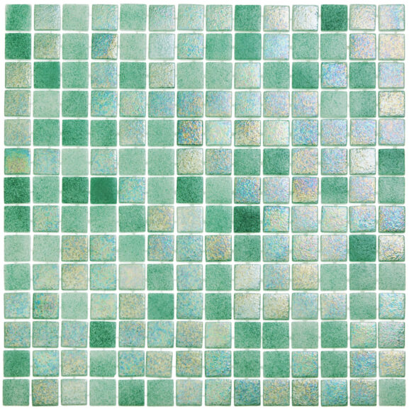 Mozaika basenowa w kolorze wiosennej zieleni z perłową poświatą